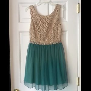 Lace Bodice w. Chiffon Skirt Cocktail Dress